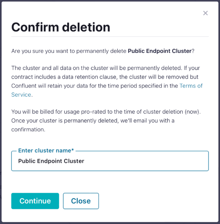 confluent-cloud-networking-confirm-deletion-page