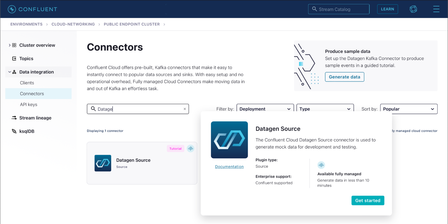 confluent-cloud-networking-datagen-source-connector