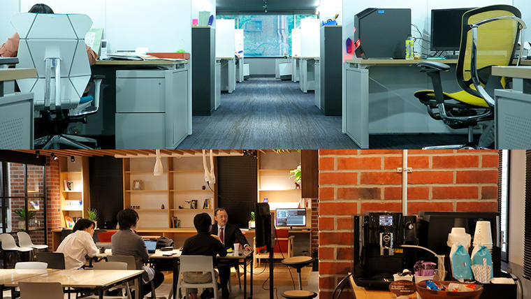 静のスペース(写真上段)と、