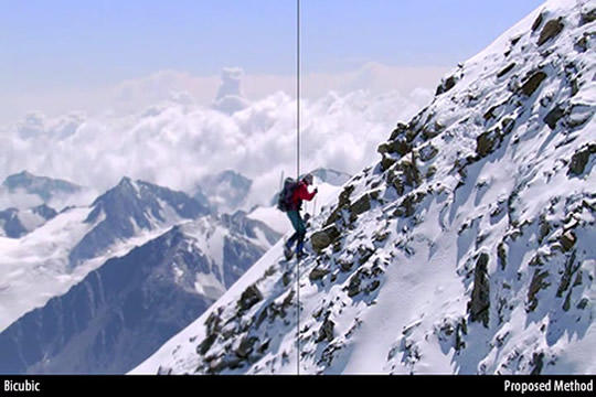 左が復元前、右が失われた色情報を復元し鮮明になった映像
