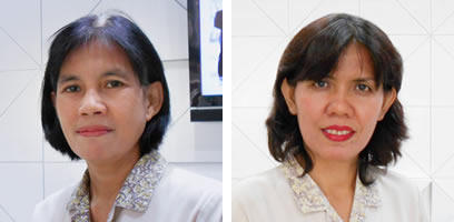 （左）リレー工場部門マネージャー　リナ・アヴィアンティ（右）スイッチ工場部門マネージャー　ハンナ・グロリア