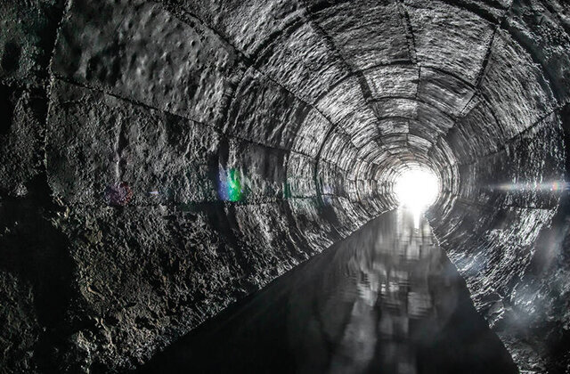 洪水による災害を防ぐ「スマート排水システム」導入後の排水トンネル