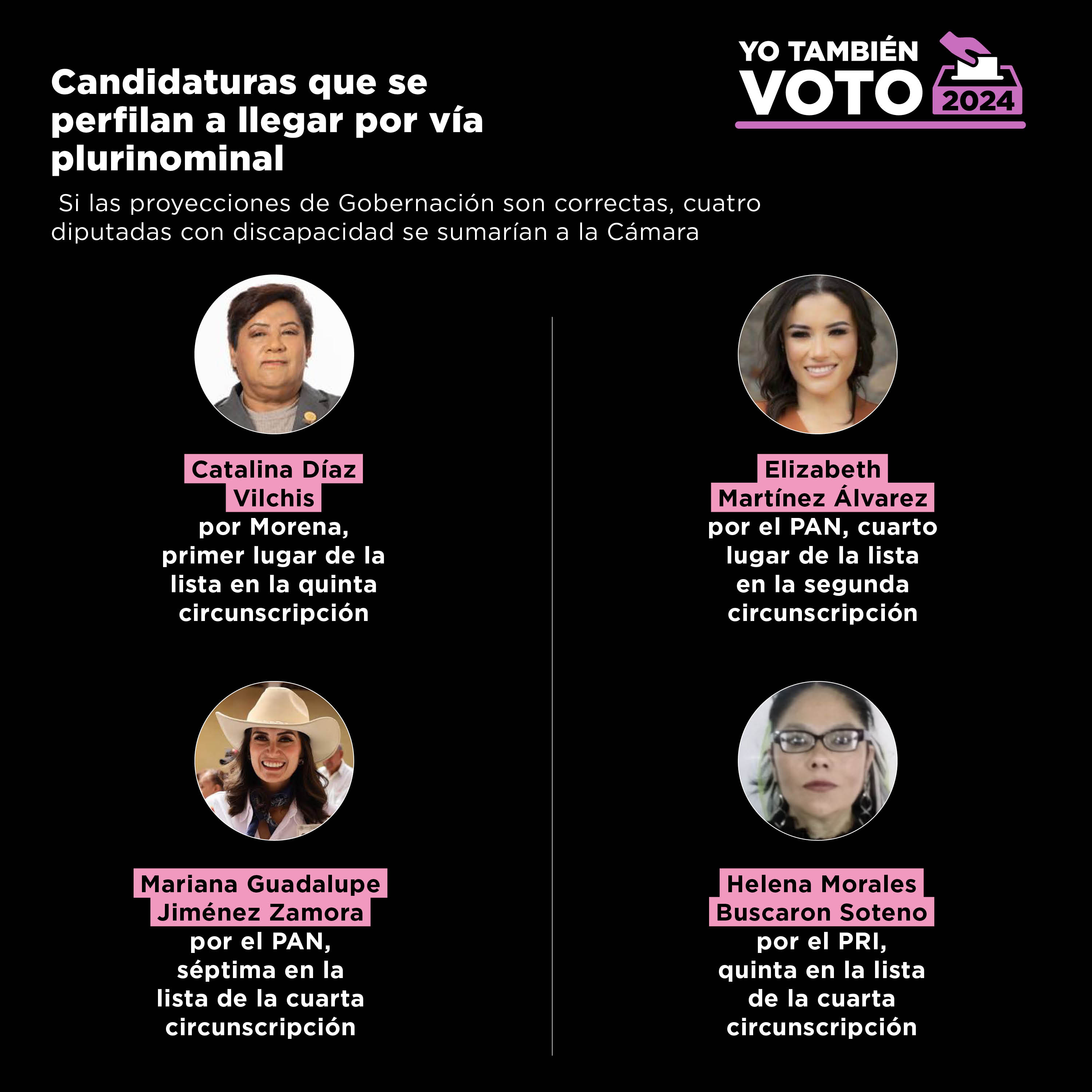 Lista de personas con discapacidad postuladas por cada partido como candidatas durante las elecciones 2024