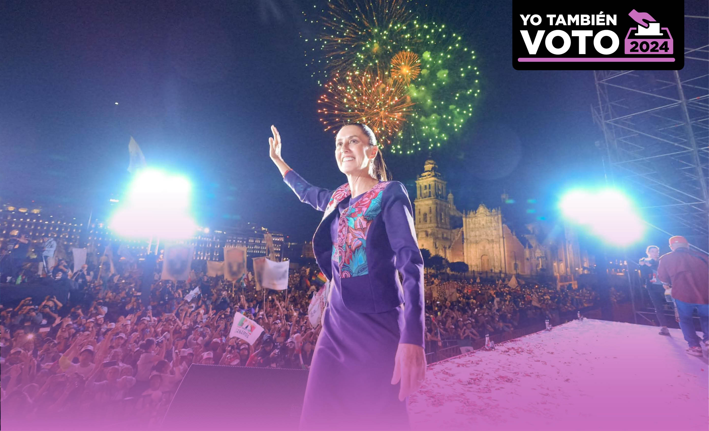 Claudia Sheinbaum durante su celebración en el Zócalo tras ganar las elecciones del 2 de junio.