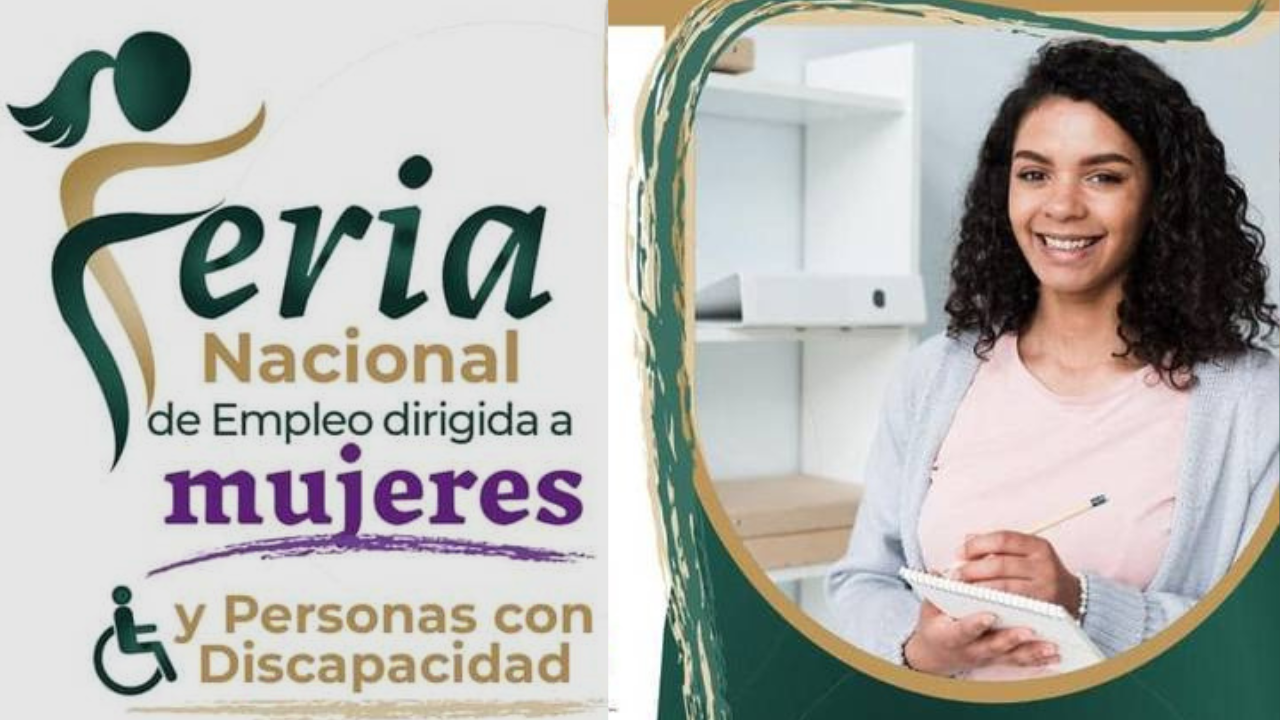 Cartel promocional de la Feria Nacional de Empleo en Tabasco dirigida a mujeres y personas con discapacidad.