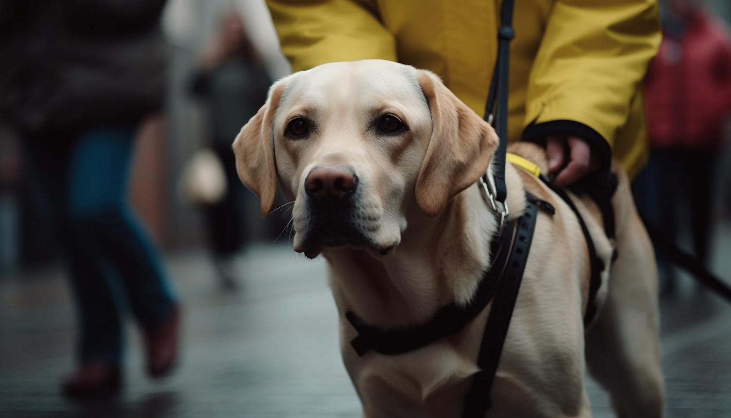 Foto de un perro guía generada con Inteligencia Artificial. Crédito Freepik