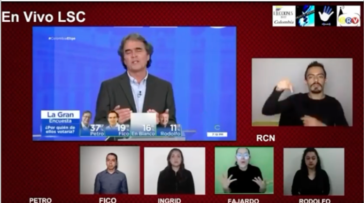 Ejemplo uso de Lengua de Señas durante debate en vivo.