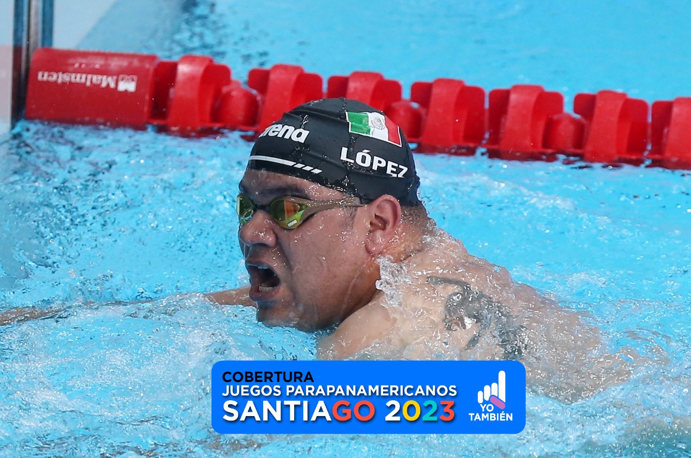 Diego López ha conseguido 3 oros en Santiago 2023 en la foto nada durante una competencia