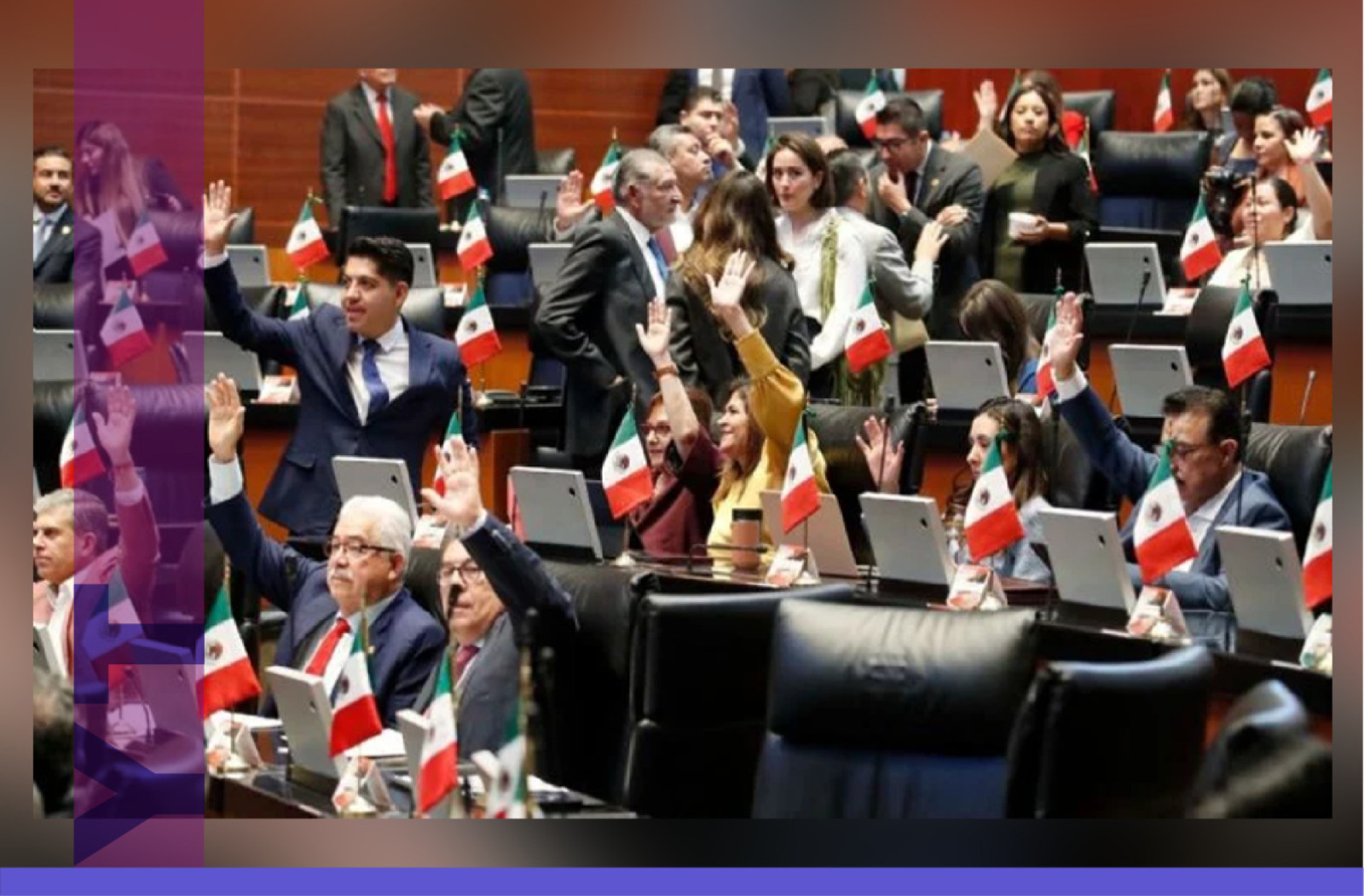 Fotografía de senadores de México votando.