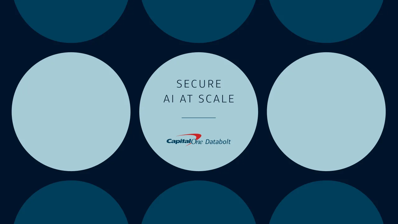 Image reads "Secure AI at Scale" with the Capital One Databolt logo