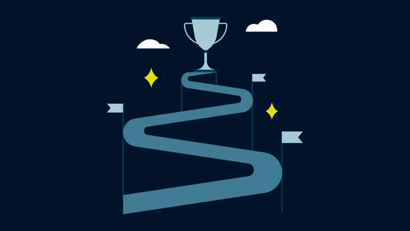 Winding road with trophy at the end