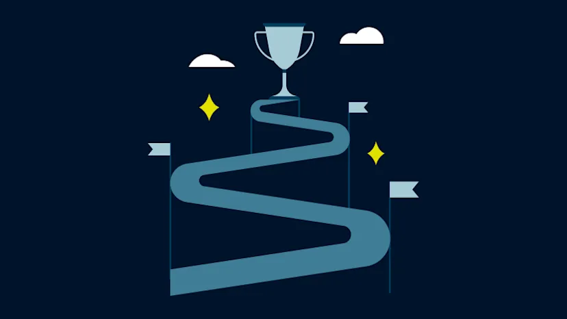 Winding road with trophy at the end