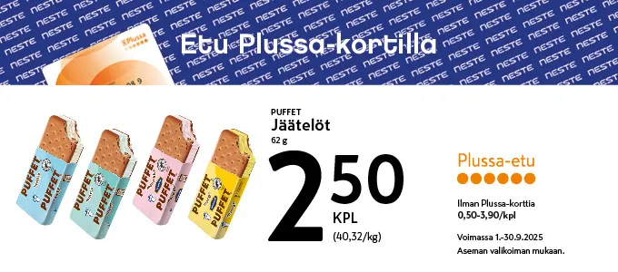 Plussa-etu Puffet jäätelö