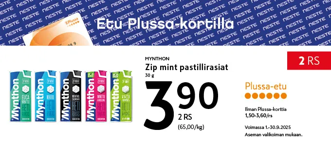 Plussa-etu Zip mint pastillit