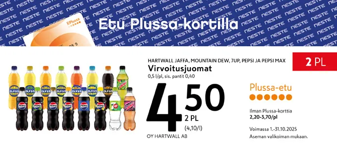 Plussa-etu  Cocacola, Sprite yms virvoitusjuomat
