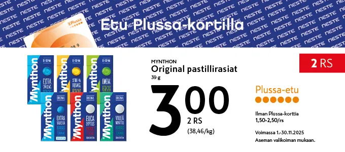 Plussa-etu Mynthon pastillirasiat