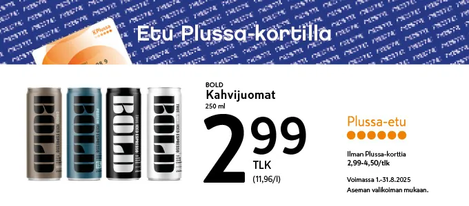 Plussa-etu Bold kahvijuomat