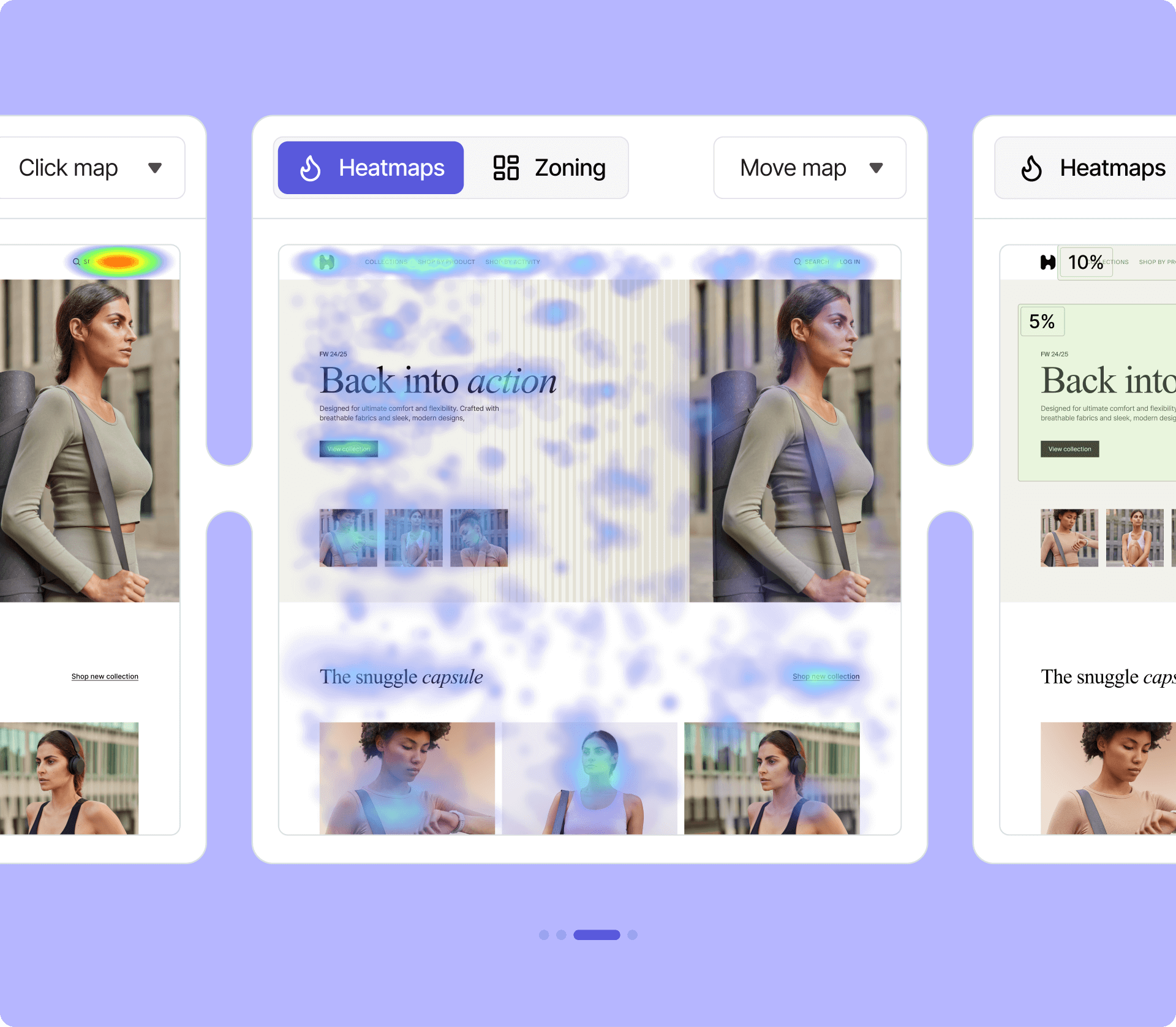 Mouse movement heatmap showing cursor path patterns across a web page