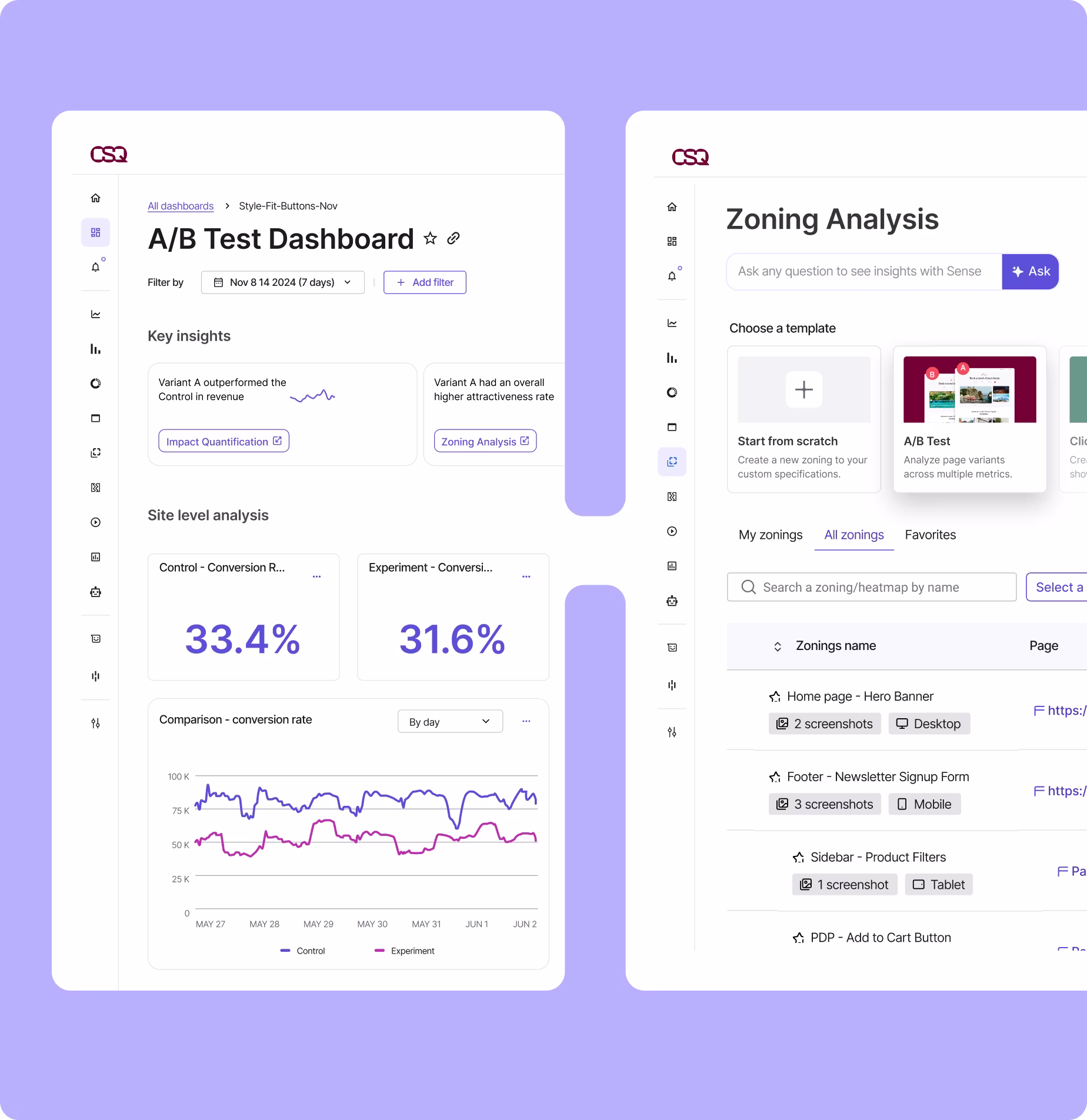 Dashboards & Zoning