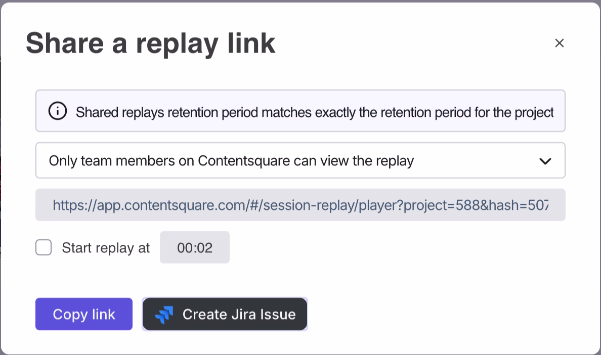 Session Replay - Share link - Jira