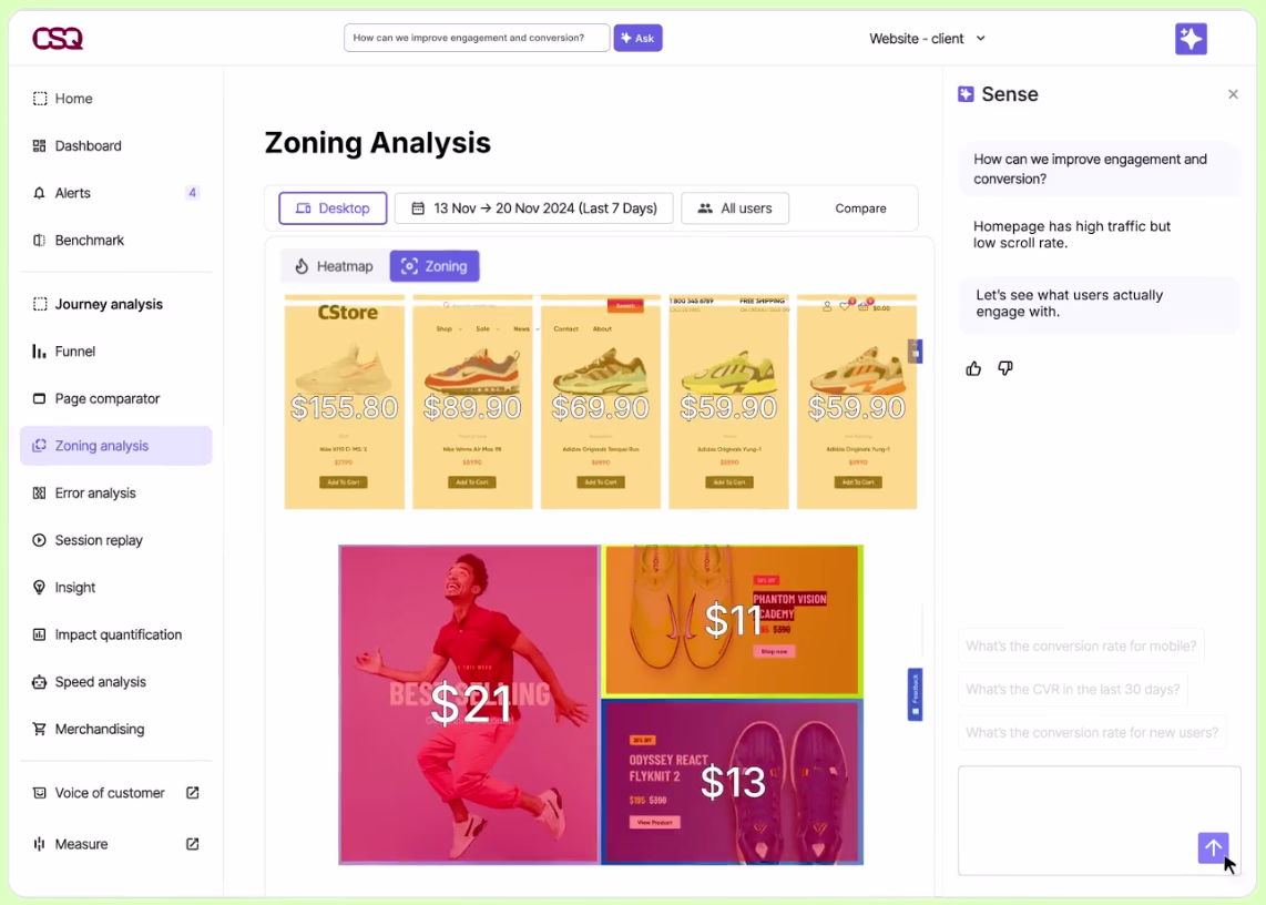 [visual]  Tell Sense AI what you need and it runs the analysis automatically