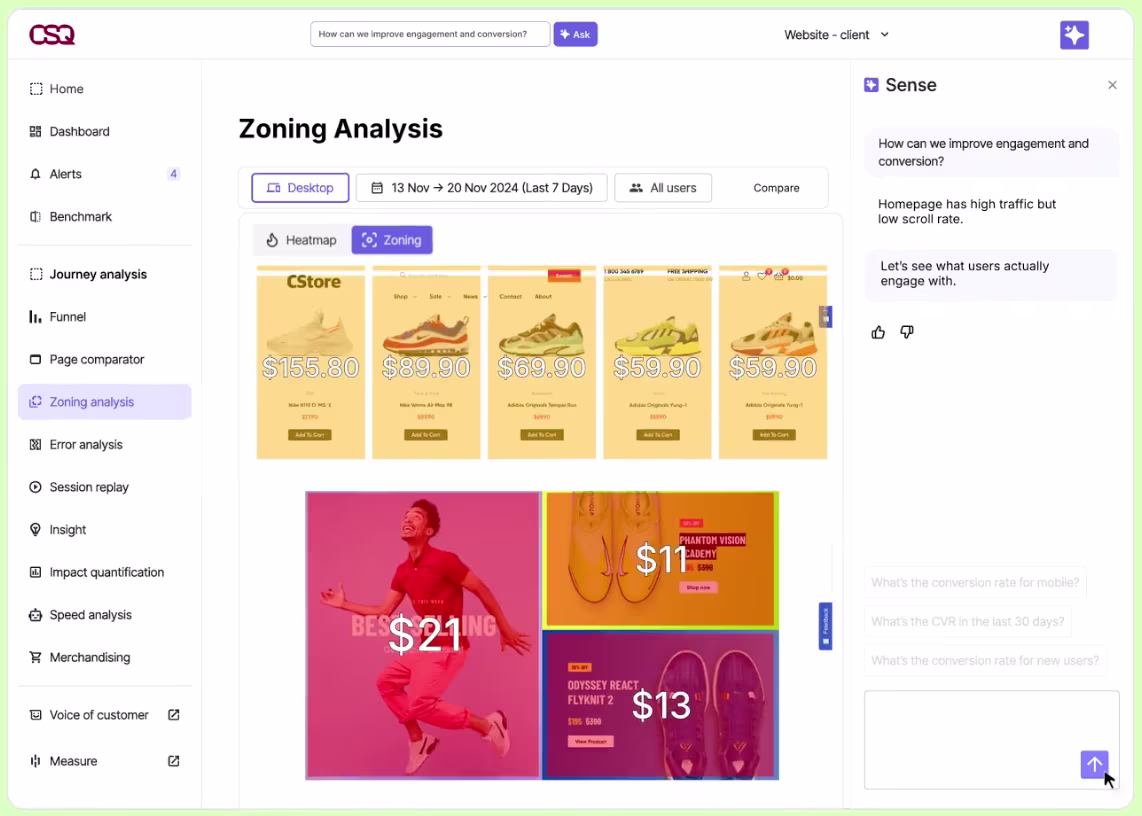 [visual]  Tell Sense AI what you need and it runs the analysis automatically