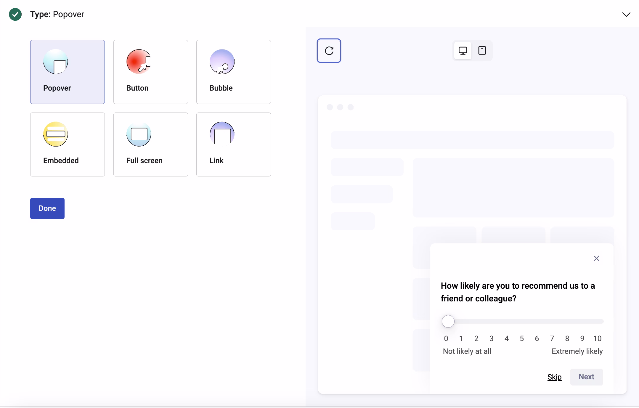 [Visual] survey type selector