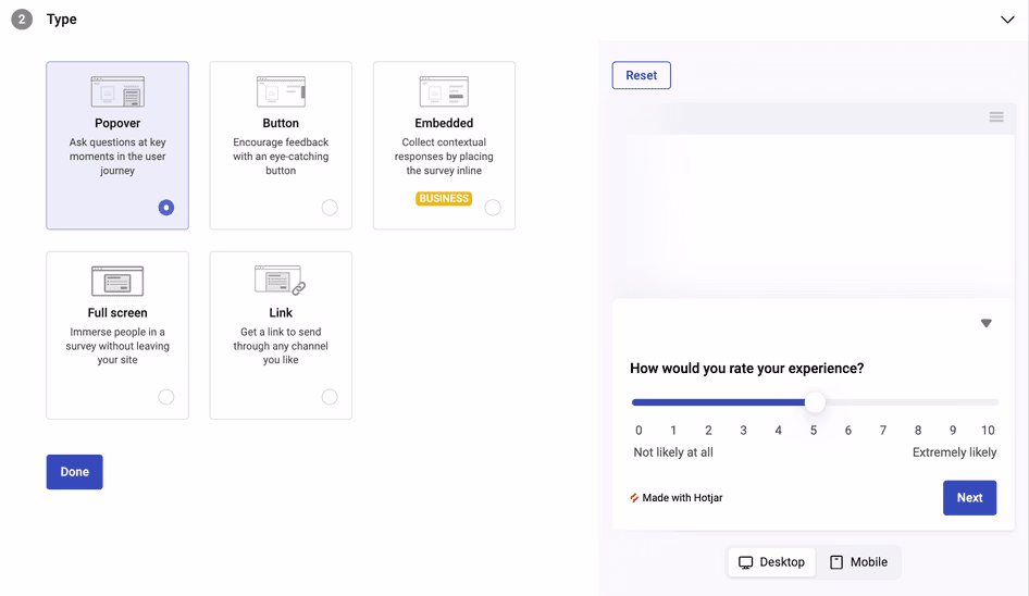 [Visual] NPS - Survey Type Popup
