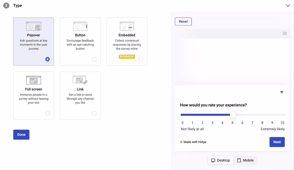 [Visual] NPS - Survey Type Popup