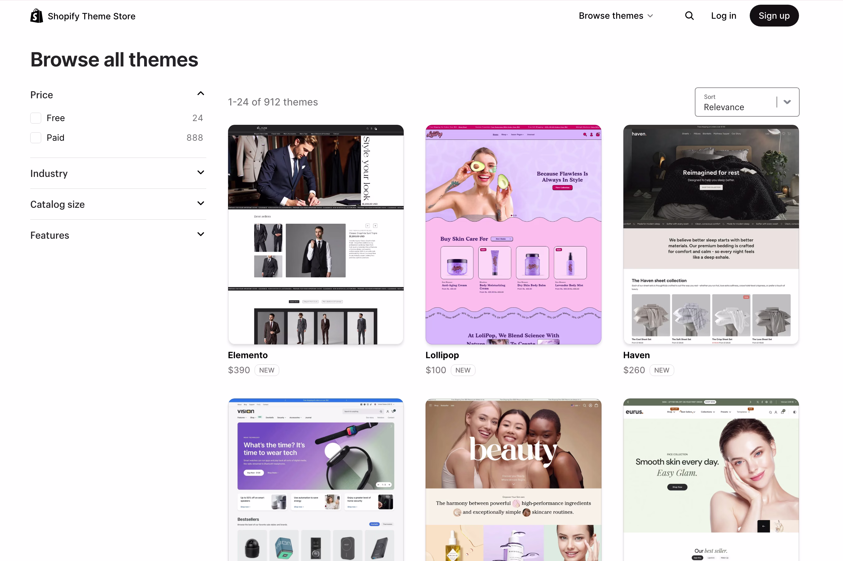 [Visual] shopify theme store