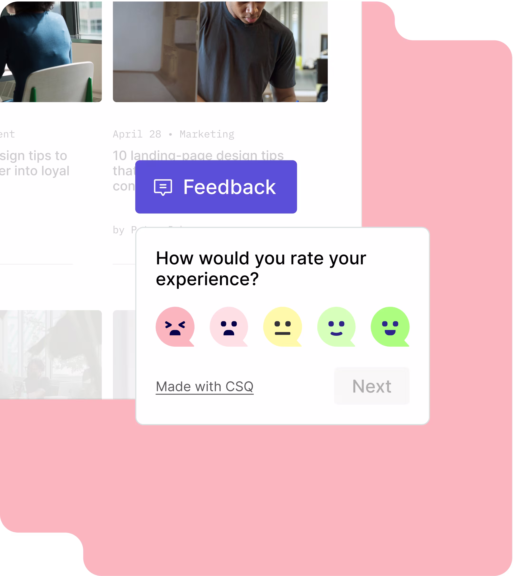 Surveys - Feedback widget - Pink background