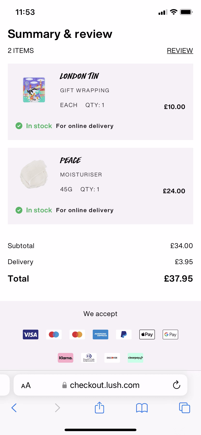 [Visual] Lush in stock