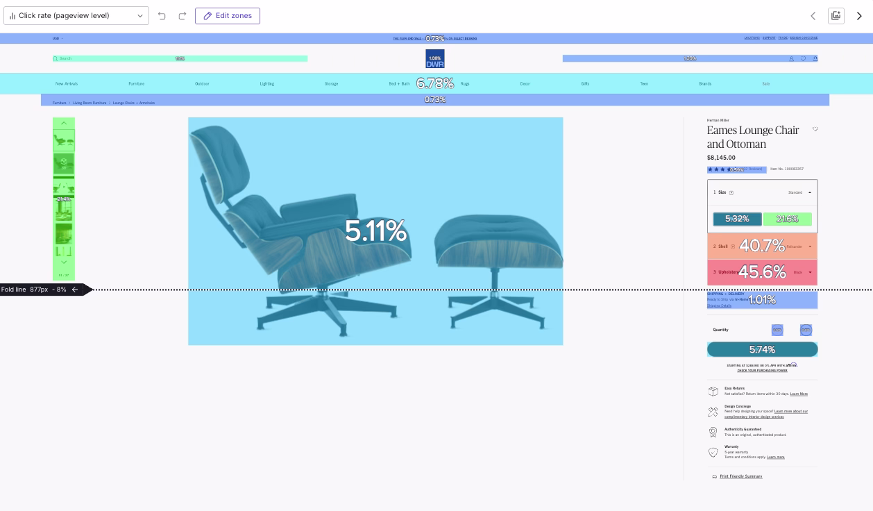 Visual - Customer story - MillerKnoll - Zoning of Product Page on DWR.com