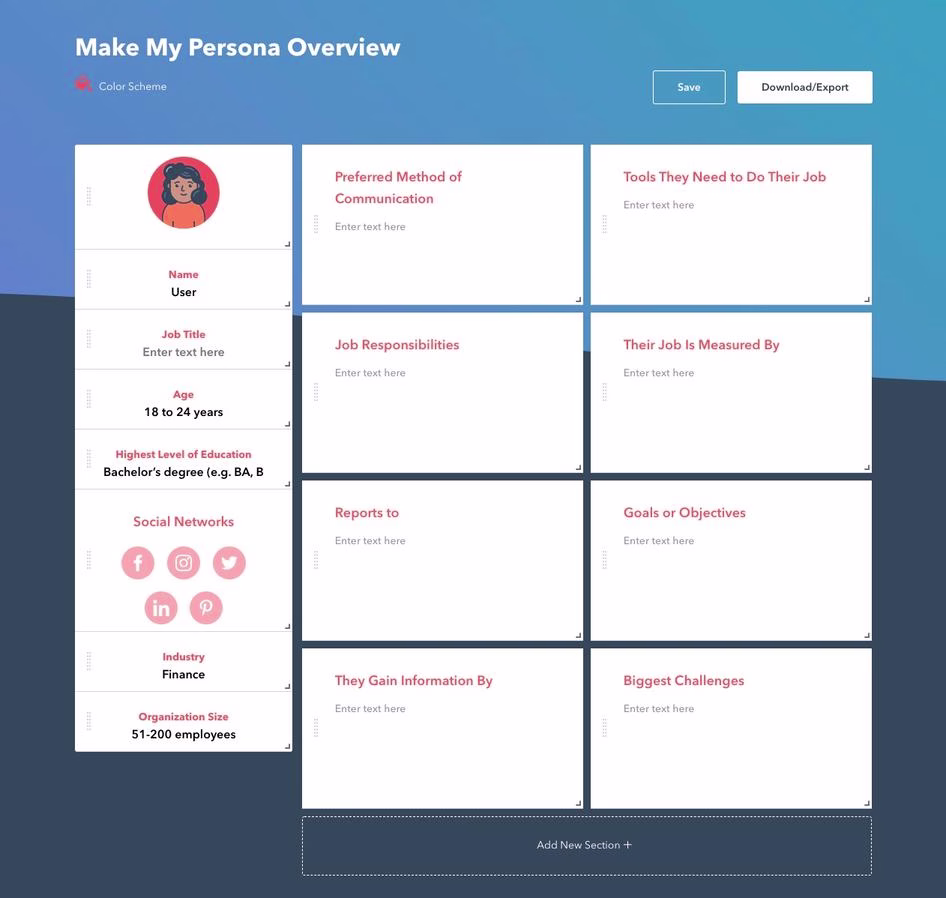 [visual] HubSpot’s Make My Persona tool makes it easy to create a variety of user personas