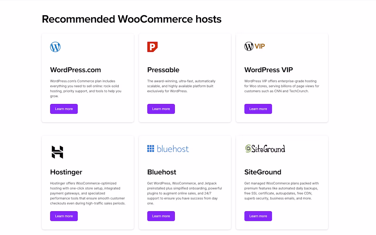[Visual] woocommerce hosting options