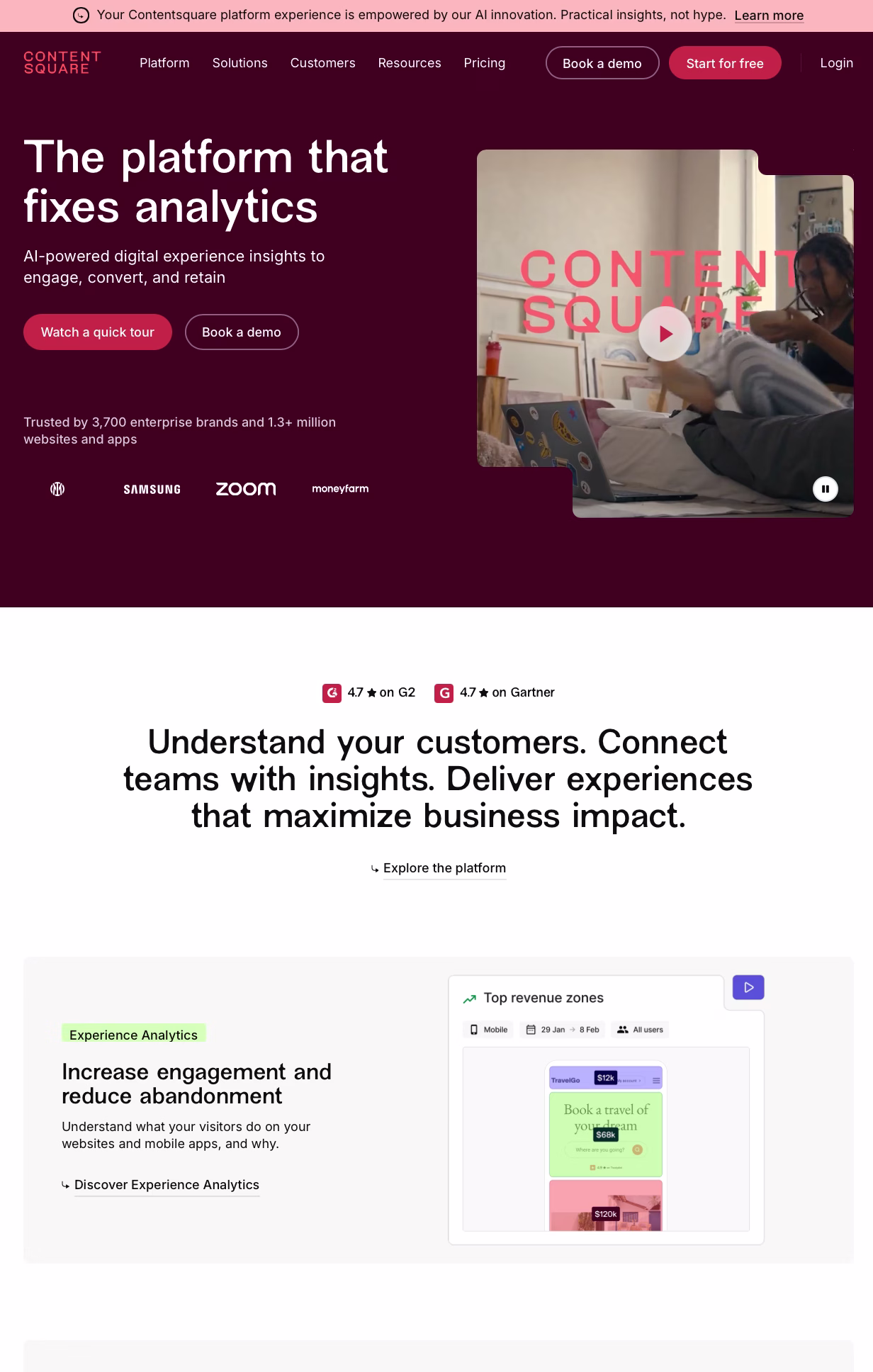 [Screenshot] Contentsquare homepage web design
