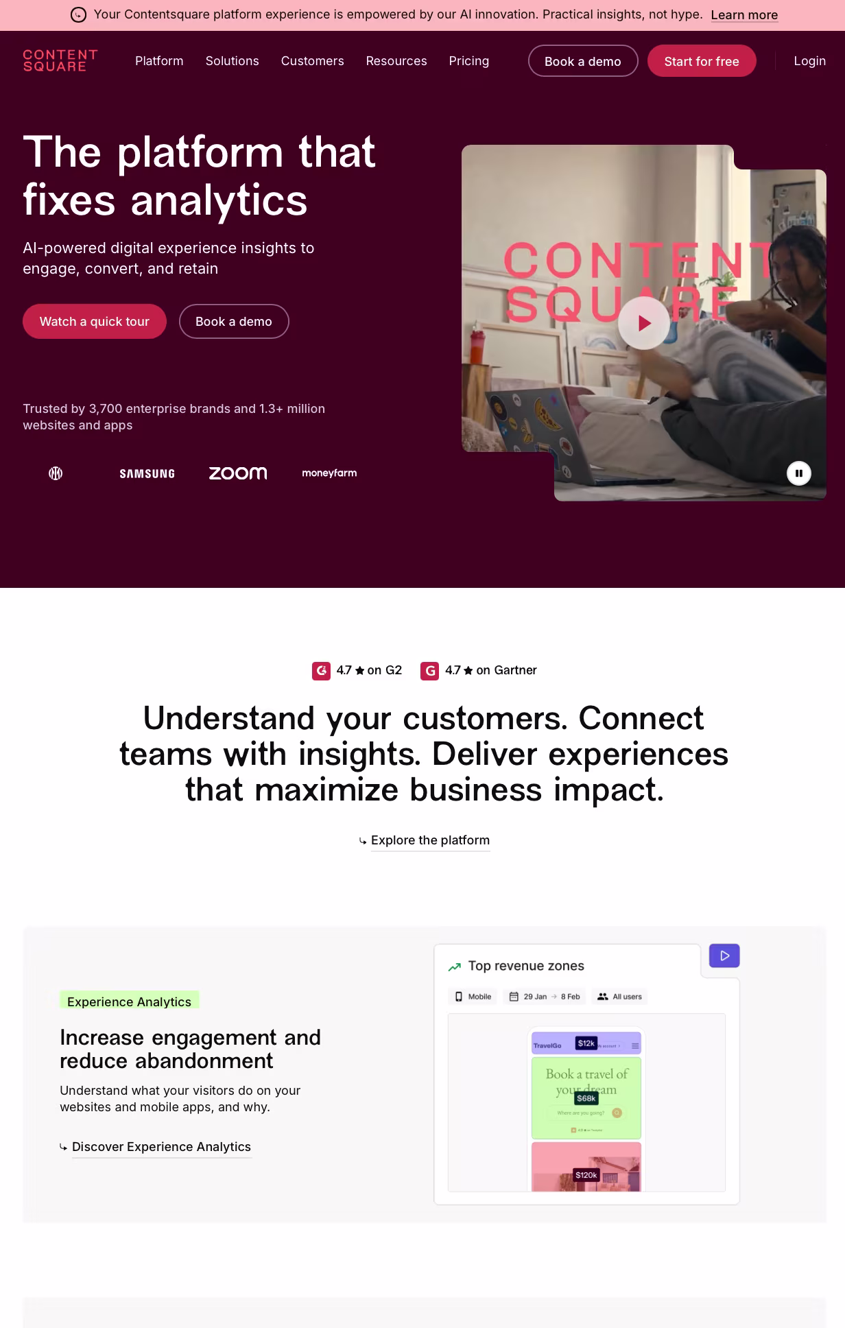 [Screenshot] Contentsquare homepage web design