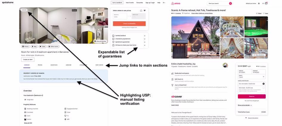 [Screenshot] UI Design > Spotahome vs Airbnb