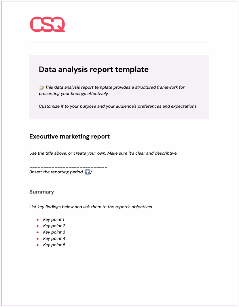 [Visual] CSQ Template data analysis report