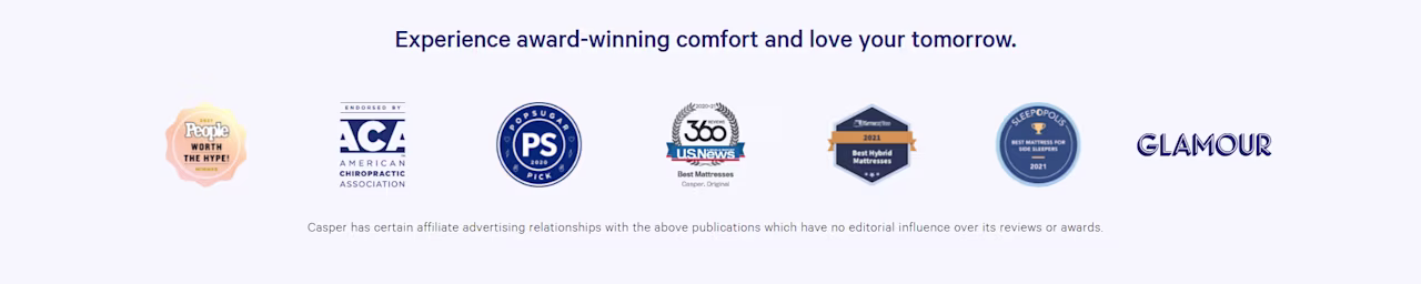 [Visual] Casper website awards