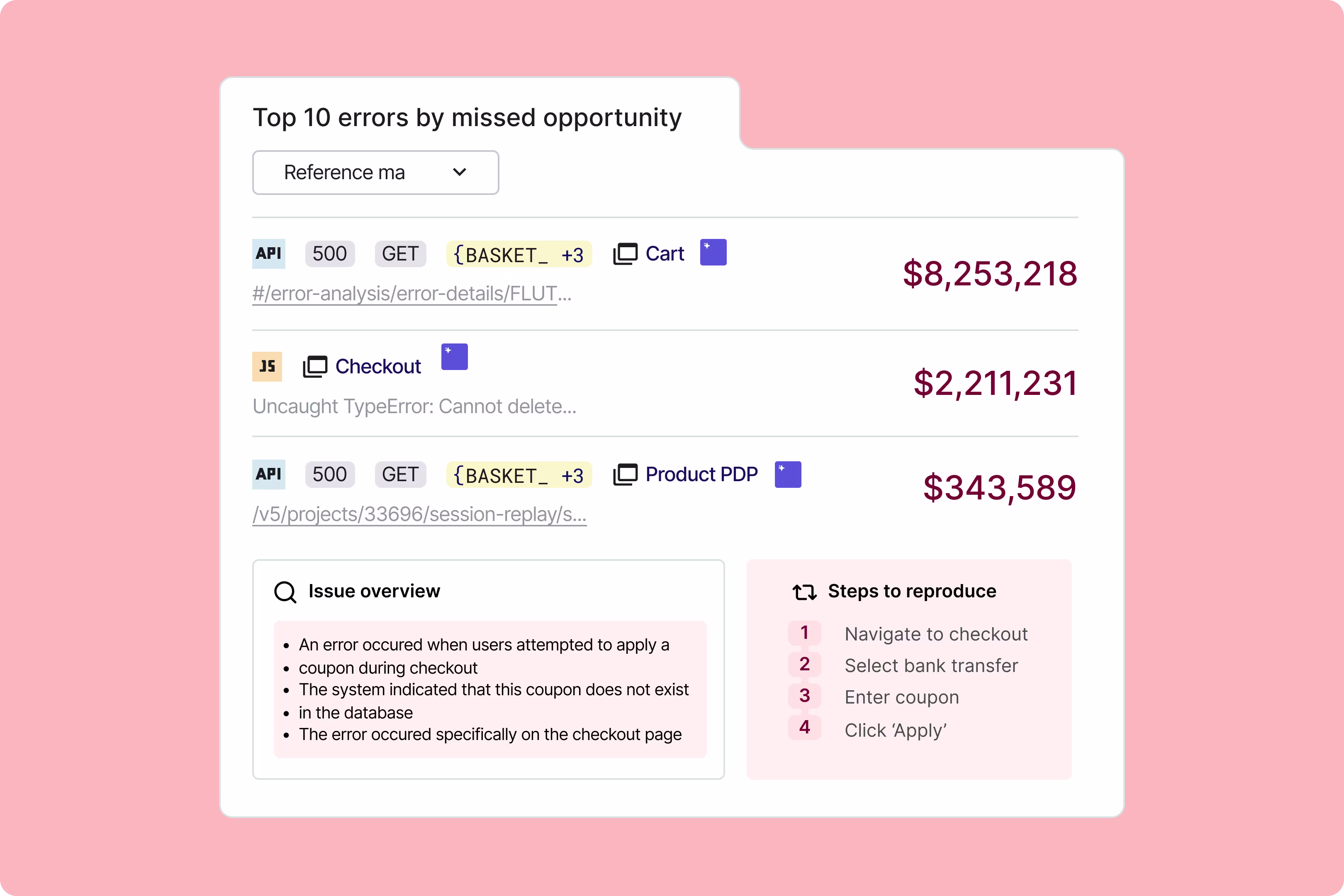 [visual]  Contentsquare ranks opportunities by missed revenue so you can focus on what’s guaranteed to drive growth