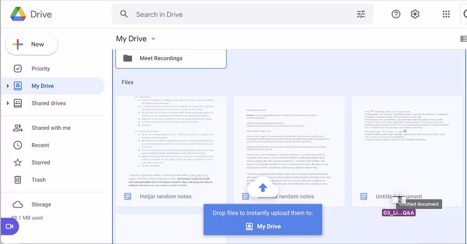 [visual] Google Drive lets users drag and drop images into the drive, helping them complete their tasks faster