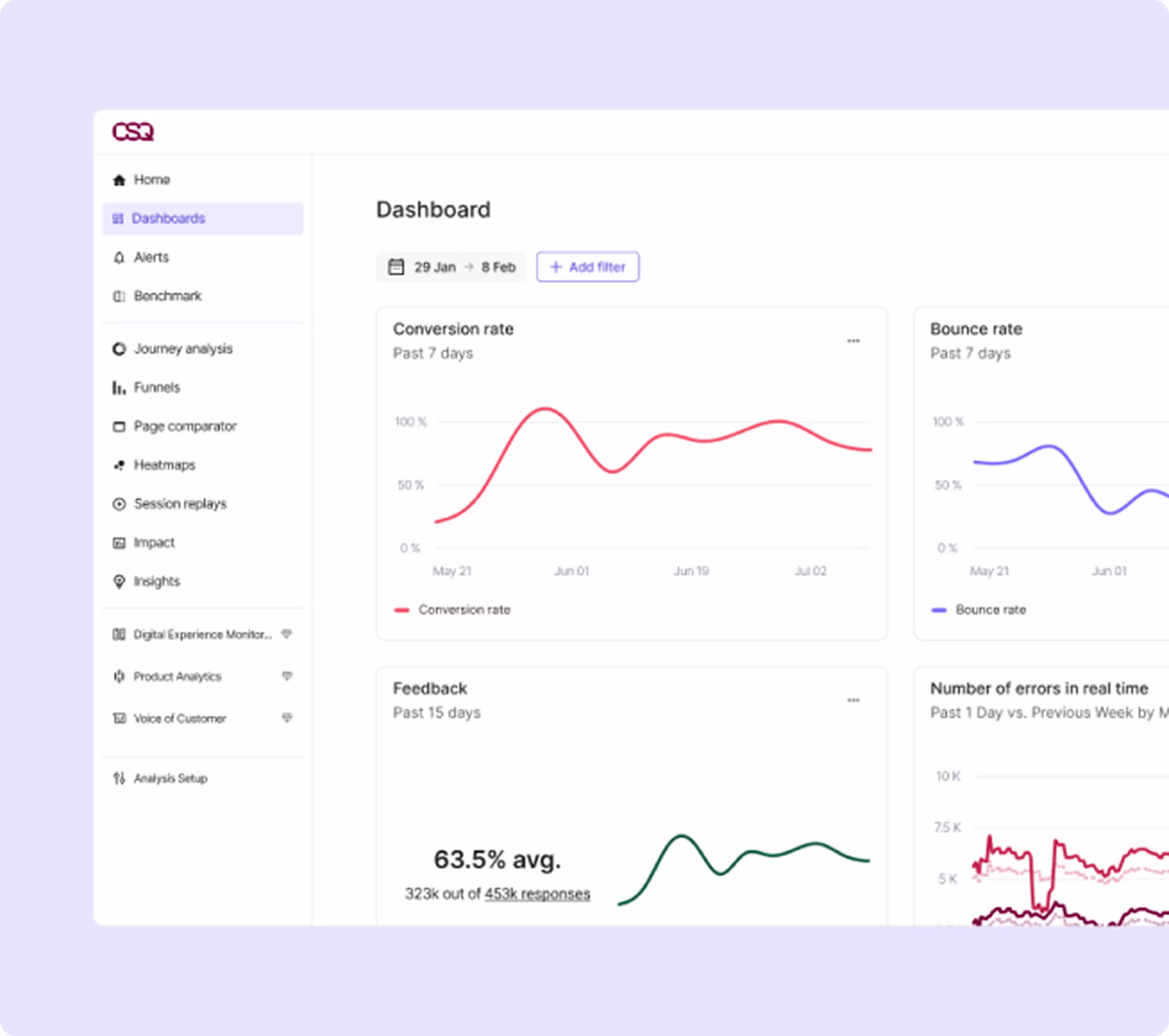 Dashboard - Purple background