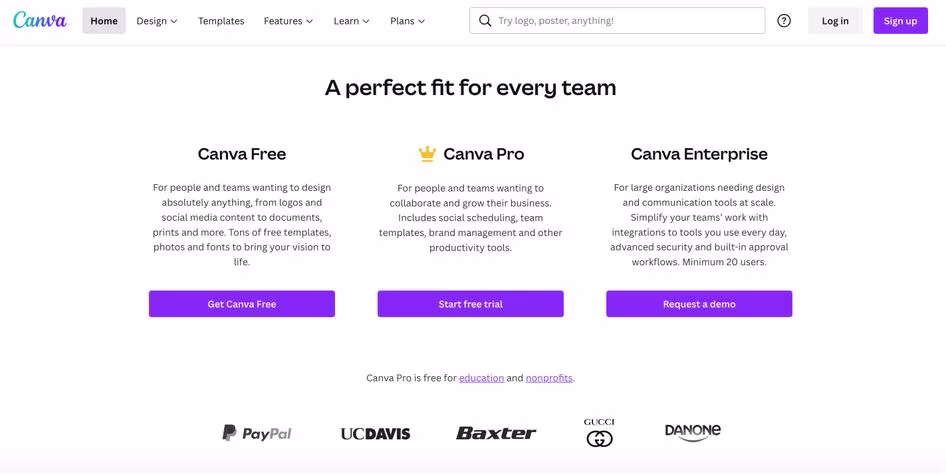 [Visual] Canva homepage