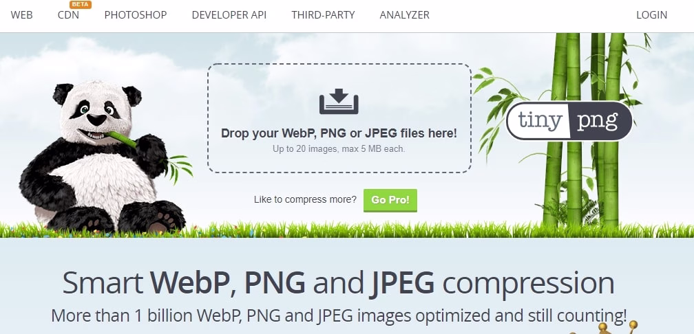 Tiny PNG website homepage
