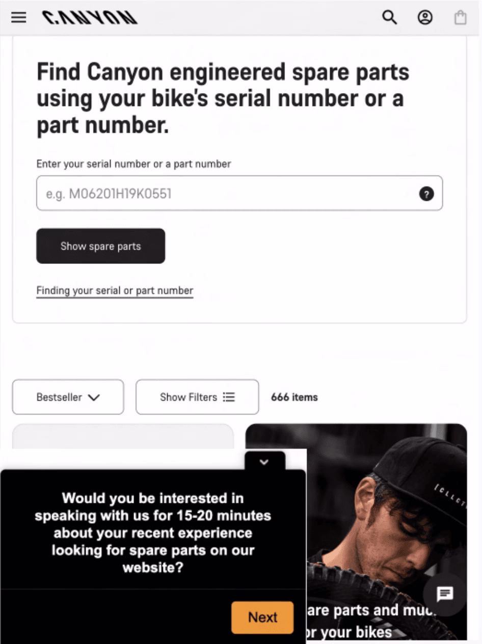 Customer Story - Canyon - Image 5 (Surveys help users)