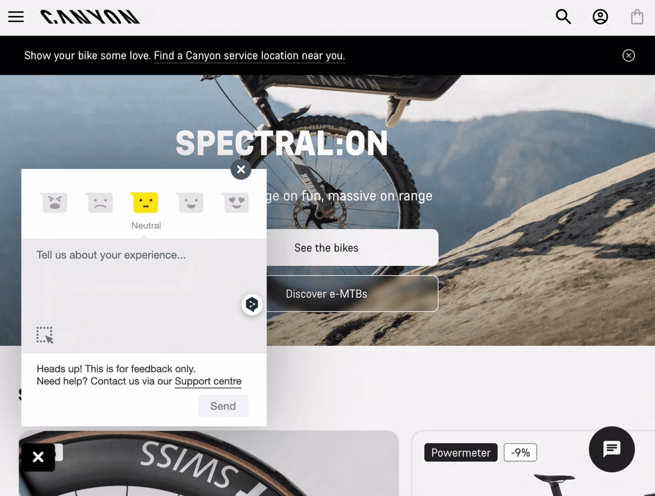 Customer Story - Canyon - Image 1 (Feedback widget)