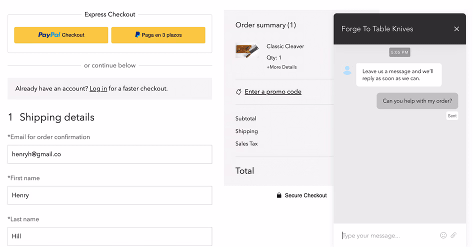 [Visual] Forge to table support during checkout