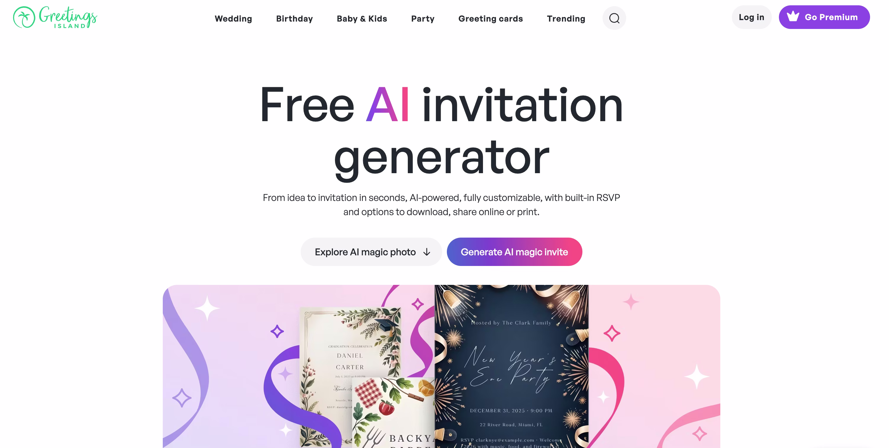 Visual - Greetings Island - AI invitation maker 