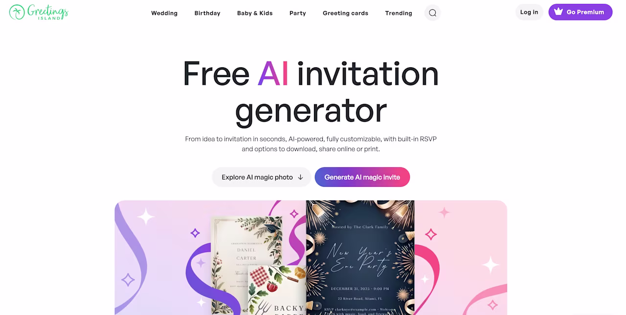 Visual - Greetings Island - AI invitation maker 